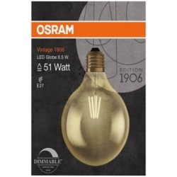 LED filament or globe Edition 1906 125mm DIM 6.5W E27 chaud
