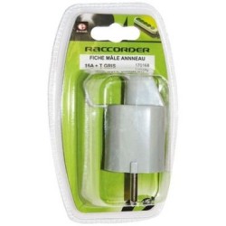 Fiche mâle anneua 10/16A + T gris