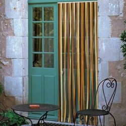 Rideau de porte Antilles en polyéthylène - 90x200 cm - brun et beige