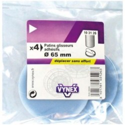 Patin glisseur ptfe gris adhésif d.65mm blister de 4