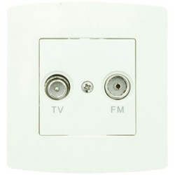 Prise tv/fm encastrable blanche