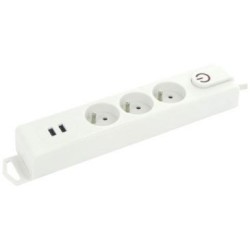 Bloc x3 int 2xusb+inter 1.5m blanc