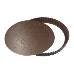 Tourtière cannelée 24 cm avec fond amovible perforé - Acier antiadhérent