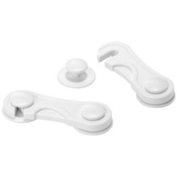 Loquet bloque porte adhésive avec crochet blanc par 2 bl