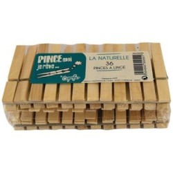 Pince à linge La Naturelle bois - Lot de 36