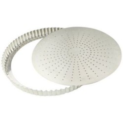 Tourtière cannelée perforée 24 cm à fond amovible - Fer Blanc