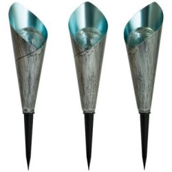 Borne solaire design finition métal craquelé et verre x3