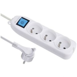 Bloc 3x2P fiche plate + inter 3G1 1.5m blanc