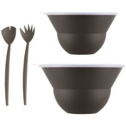 Lot 2 saladiers avec couvercles et couverts Marron - Topee