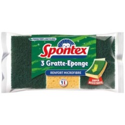 Gratte eponge avec renfort microfibre très absorbant x3