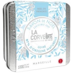Savon de noël givre avec boite métal 100g.