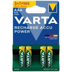Piles rechargeables HR03 AAA 800 mAh blister 3+1 offerte