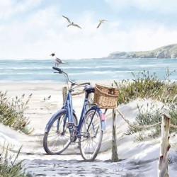 Lot 20 serviettes en papier 33 x 33 cm - Vélo à la Plage