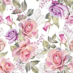 Lot 20 serviettes en papier 33 x 33 cm - Roses Anciennes