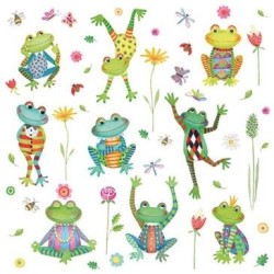 Lot 20 serviettes en papier 33 x 33 cm - Grenouilles