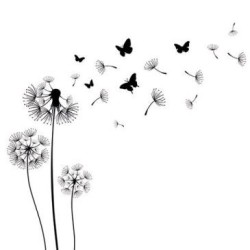 Lot 20 serviettes en papier 33 x 33 cm - Fleurs de pissenlit Noires