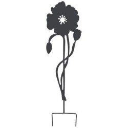 Déco en métal à planter coquelicot 22x80cm anthracite