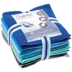 Lot 8 lavettes microfibre bouclée 30 x 30 cm