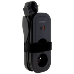 Bloc nomade 2x16a USB A + C 34a 3g1 1.6m noir