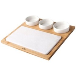 Set plateau marbre + 3 bols + support