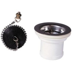 Bonde d'évier avec grille inox Ø50mm avec bouchon