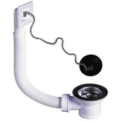Bonde d'évier avec grille inox et trop plein 50mm
