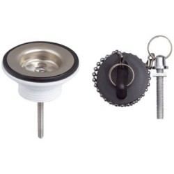 Bonde de lavabo avec grille inox et bouchon plastique noir