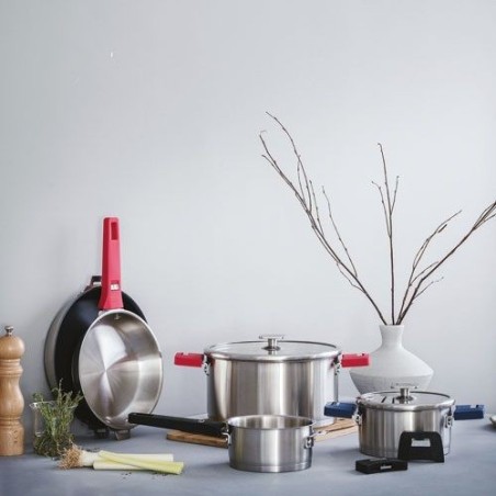 Set 3 casseroles inox 16 / 18 / 20 cm + poignée Noire - Combi