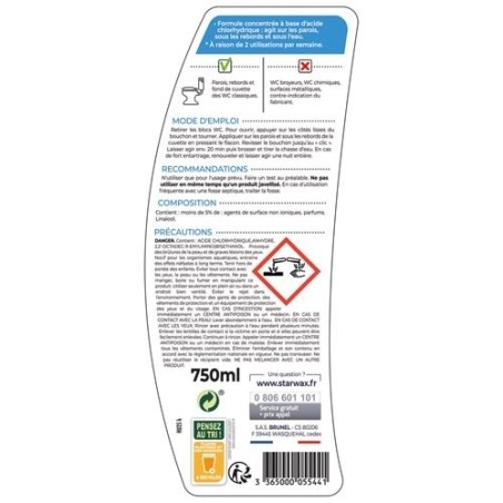 Détartrant gel wc 750 ml