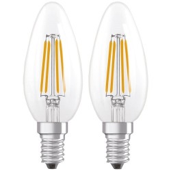 Led flamme verre clair e14 3.4w 470lm chaud boite de 2