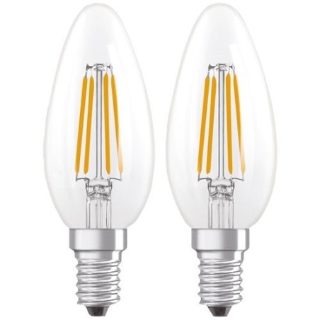Led flamme verre clair e14 3.4w 470lm chaud boite de 2