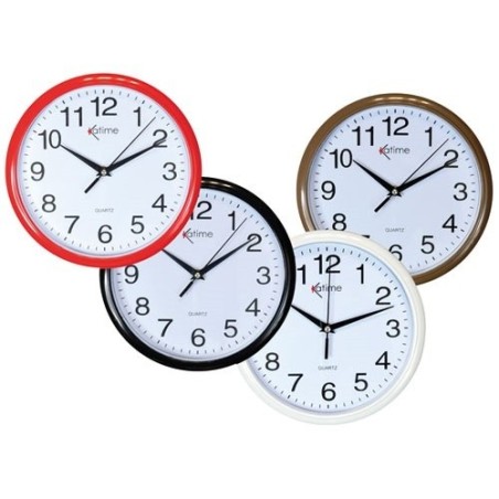 Pendule à quartz - murale - D : 26 cm - coloris assortis