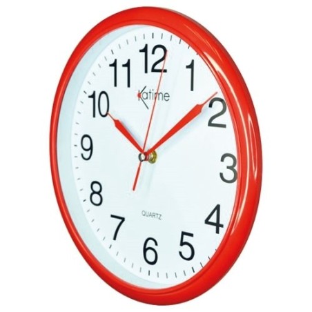 Pendule à quartz - murale - D : 26 cm - coloris assortis