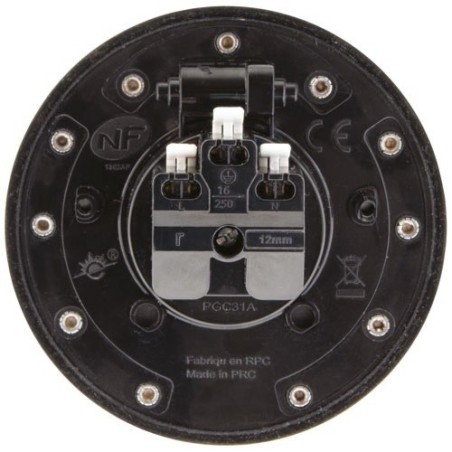 Prise de sol étanche ronde 2P+T 16A IP55 métal brossé