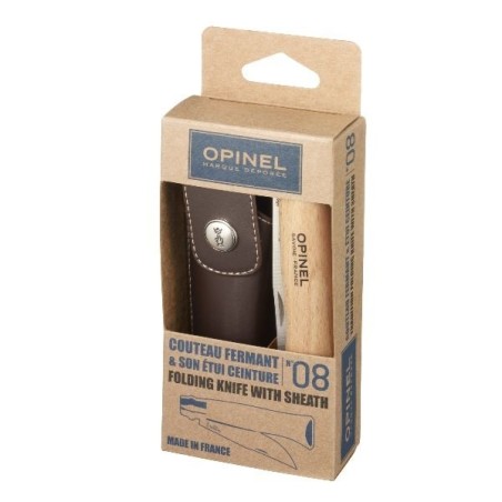 Couteau de poche fermant Hêtre Naturel - Tradition N°8 Inox + Etui Alpine