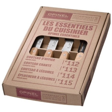 Coffret de 4 couteaux de cuisine - Naturel Hêtre Les Essentiels