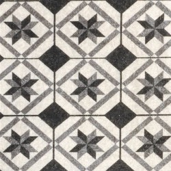 Tapis rectangulaire motifs carreaux de ciment 50 x 100 cm Noir et blanc