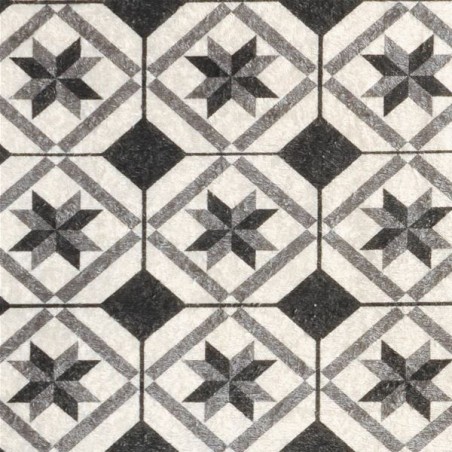 Tapis rectangulaire motifs carreaux de ciment 50 x 100 cm Noir et blanc