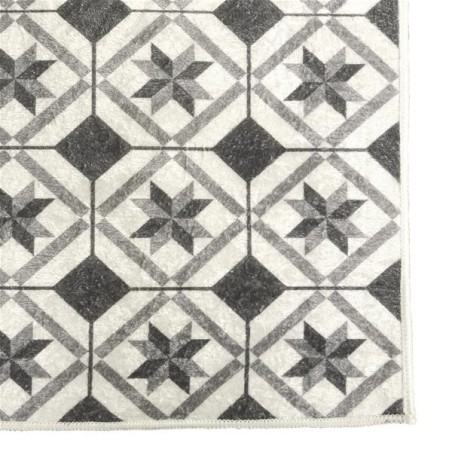 Tapis rectangulaire motifs carreaux de ciment 50 x 100 cm Noir et blanc