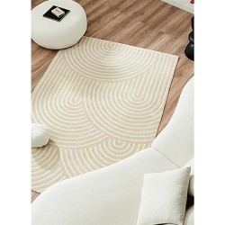 Tapis rectangulaire à motifs reliefés Arc de Cercle 160 x 230 cm Ecru