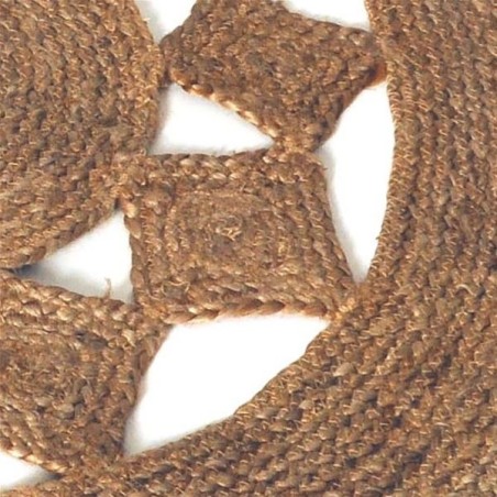 Tapis rond bohème ajouré en jute Naturel 120 cm