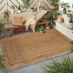 Tapis rectangulaire en jute tressé Naturel 100 x 150 cm