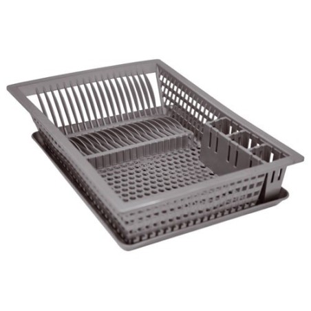 Egouttoir à vaisselle + plateau - 48x35,5 cm - gris