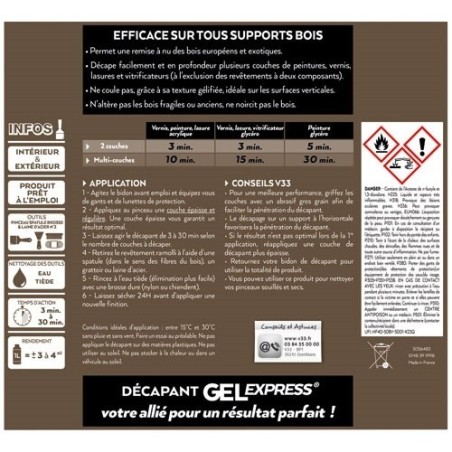 Décapant Gel Express - Spécial Bois - Bouteille 1 L + 20 % offert