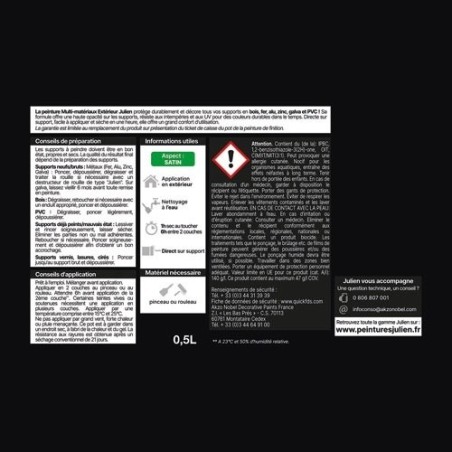 Peinture 0,5 L Extérieur Multi-matériaux - Noir RAL9005