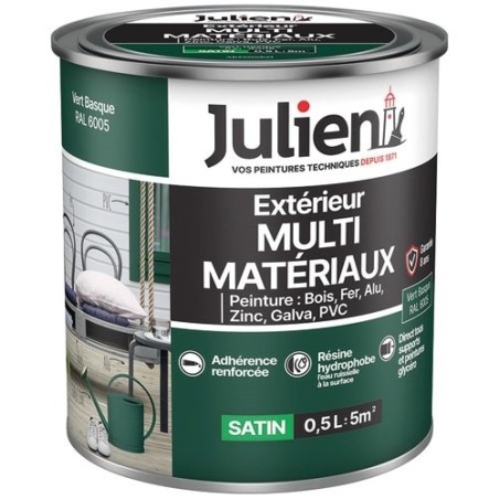 Peinture 0,5 L Extérieur Multi-matériaux - Vert Basque RAL6005