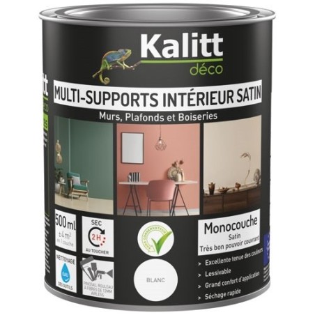 Peinture multi-supports 0,5 L Acrylique Satin - Blanc