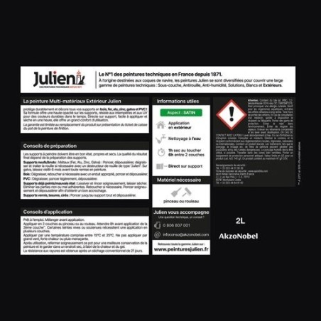 Peinture 2 L Extérieur Multi-matériaux - Noir RAL9005
