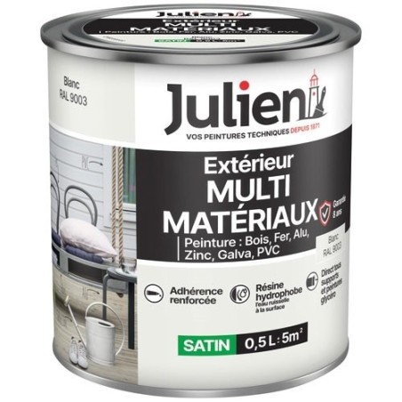 Peinture 0,5 L Extérieur Multi-matériaux - Blanc RAL9003