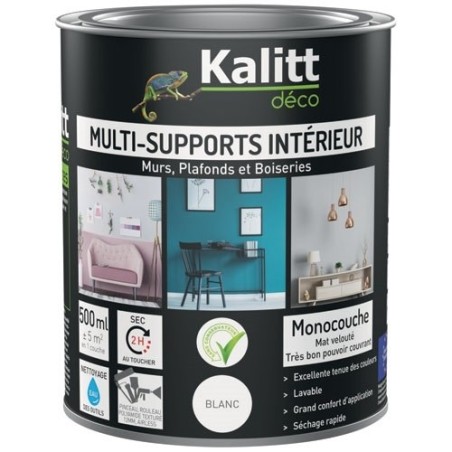 Peinture multi-supports 0,5 L Acrylique Mat - Blanc